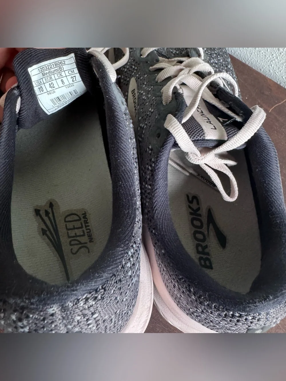 Brooks Launch Running Sneakers in Gray and Light Pink